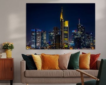 At the blue hour in Frankfurt the skyline view by Fotos by Jan Wehnert