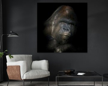 Portret van een zilver rug Gorilla van Karin aan de muur