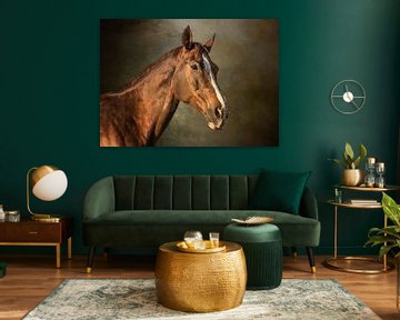Paard - Portret Van Een Bruine Engelse Volbloed van Diana van Tankeren