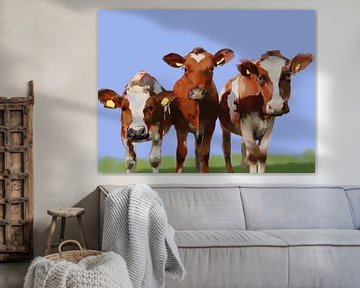 Drie nieuwsgierige koeien.