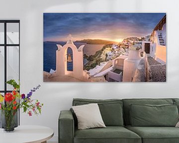 Zonsondergang op Santorini in Griekenland van Voss Fine Art Fotografie