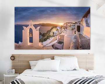 Zonsondergang op Santorini in Griekenland van Voss Fine Art Fotografie