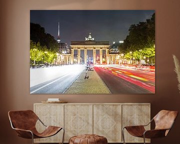 Brandenburger Tor Berlin with television tower and traces of light by Frank Herrmann
