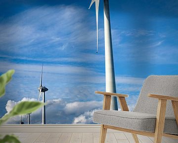Windmolen in een windpark met wolken in de achtergrond van Sjoerd van der Wal Fotografie