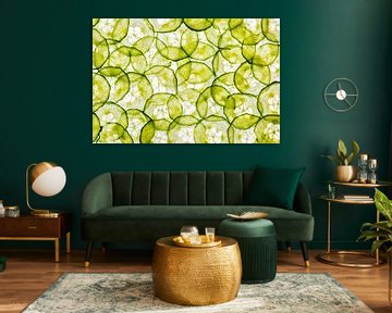 Cucumber slices on a white background by Carola Schellekens