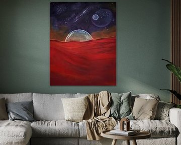 Peinture cosmique, peinture à l'huile, Mars sur Celine Seelemann