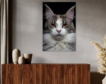 Nahaufnahme einer Maine Coon-Katze von Nikki IJsendoorn