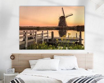 Windmolen bij zonsopgang, Kinderdijk, Nederland van Markus Lange