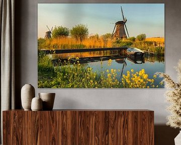 Windmühlen bei Sonnenuntergang, Kinderdijk, Niederlande von Markus Lange