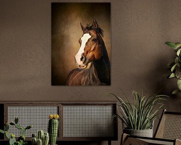 Bruin Paard - Portret Van Een Quarter Horse van Diana van Tankeren