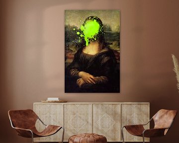 Mona Lisa met groene verfvlek van Maarten Knops