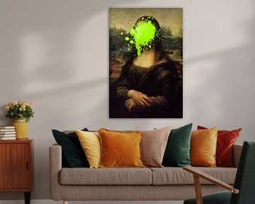 Mona Lisa mit grünem Farbfleck von Maarten Knops