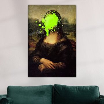 Mona Lisa mit grünem Farbfleck von Maarten Knops