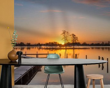 Zonsopkomst bij Reeuwijkse plassen van Rinus Lasschuyt Fotografie