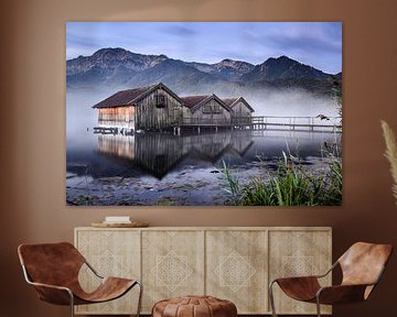 Boothuizen aan de Kochelsee van Michael Blankennagel