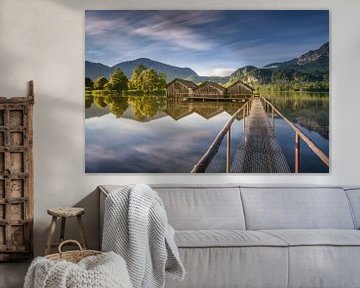 Lake with mountain panorama in the foothills of the Alps in Bavaria by Voss Fine Art Fotografie