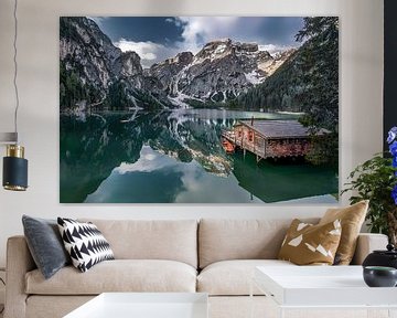 Bergmeer met bergpanorama in de Dolomieten van Voss Fine Art Fotografie