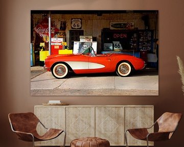 Corvette on route 66 in America by Zeger Knops
