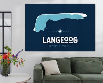 Langeoog | Carte minimaliste | Silhouette de l'île | Map design