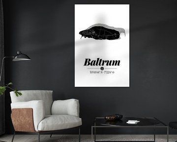 Baltrum | Artistieke landkaart | Eilandsilhouet | Zwart en wit van ViaMapia