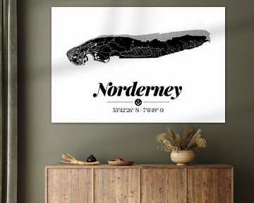 Norderney | Landkarten-Design | Insel Silhouette | Schwarz-Weiß von ViaMapia