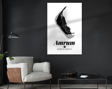 Amrum | Landkarten-Design | Insel Silhouette | Schwarz-Weiß von ViaMapia