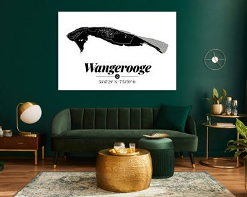 Wangerooge | Landkarten-Design | Insel Silhouette | Schwarz-Weiß von ViaMapia
