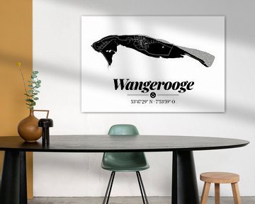 Wangerooge | Landkarten-Design | Insel Silhouette | Schwarz-Weiß von ViaMapia