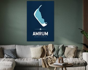 Amrum | Design kaart | Silhouet | Minimalistische kaart van ViaMapia