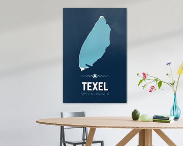 Texel | Design kaart | Silhouet | Minimalistische kaart van ViaMapia
