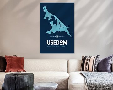 Usedom | Design kaart | Silhouet | Minimalistische kaart van ViaMapia