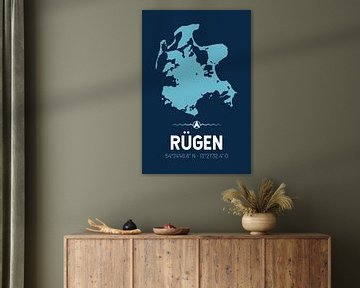 Rügen | Carte minimaliste | Silhouette de l'île | Map design sur ViaMapia