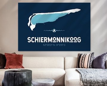 Schiermonnikoog | Design kaart | Silhouet | Minimalistische kaart van ViaMapia