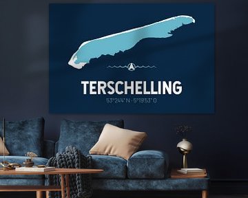 Terschelling | Carte minimaliste | Silhouette de l'île | Map design sur ViaMapia
