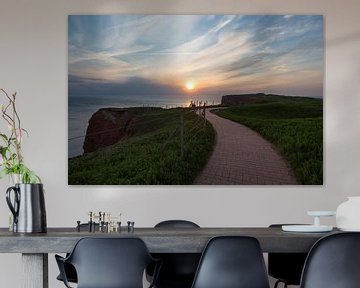 Sunset over the red cliffs of Helgoland