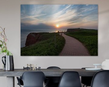 Coucher de soleil sur les falaises rouges de l'Helgoland sur Sabine Wagner