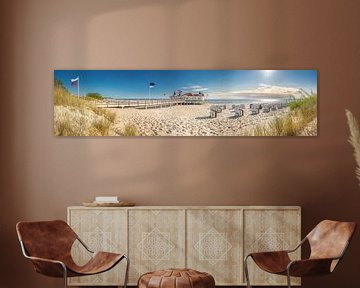 Panoramafoto van het strand bij Ahlbeck op het eiland Usedom aan de Oostzee in Mecklenburg Vorpommer van Voss Fine Art Fotografie
