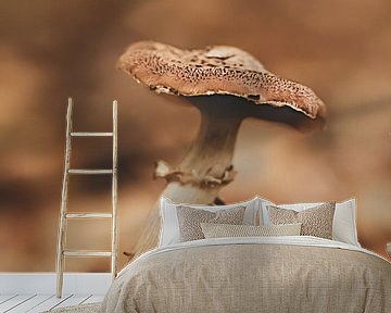 Bruine paddenstoel in vintage setting van Roosmarijn Bruijns
