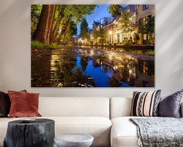 Avond in Utrecht Oudegracht, Vollersbrug en Twijnstraat aan de Werf van Russcher Tekst & Beeld