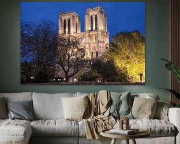 Kathedraal Notre Dame de Paris in de avond, Parijs van Christian Müringer