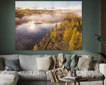 Herbst- und Nebelmorgen in Schweden, Drohnenschuss von Ramon Lucas