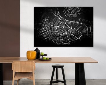 Amsterdam - Abstrakte Karte in Schwarz-Weiß von Art By Dominic