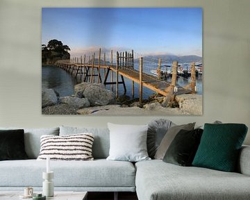 Passerelle en bois vers l'île de Camée, Zante, Grèce sur FotoBob