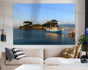 Boat at the jetty, Cameo Island, Zakynthos, Greece by FotoBob