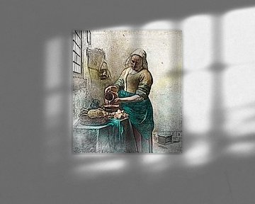 Johannes Vermeer - Die Milchmagd (Bleistiftzeichnung) von Art By Dominic