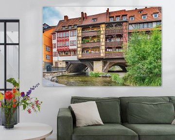 Merchants' Bridge and River Gera in Erfurt by Gunter Kirsch
