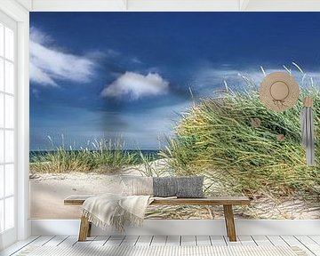 Panoramisch duinzicht op het strand en de Oostzee op een warme zomerdag. van Voss Fine Art Fotografie