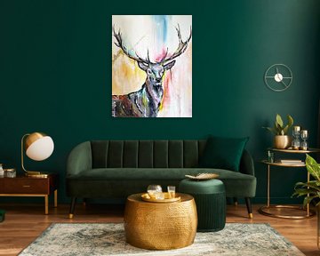 Abstract Deer with beautiful colors by Ferry Geutjes