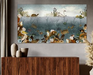 Underwater world with fish, turtles and swans. by Studio POPPY