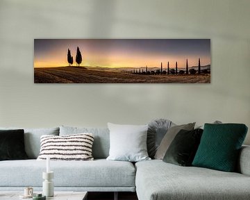 Zonsopgang in Toscane. Breed XXL-panoramafoto van Voss fotografie